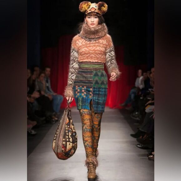 Linea Domani Dresses & Skirts - Linea Domani - Mixed Print Pencil Skirt Abstract Wearable Art Sz 12